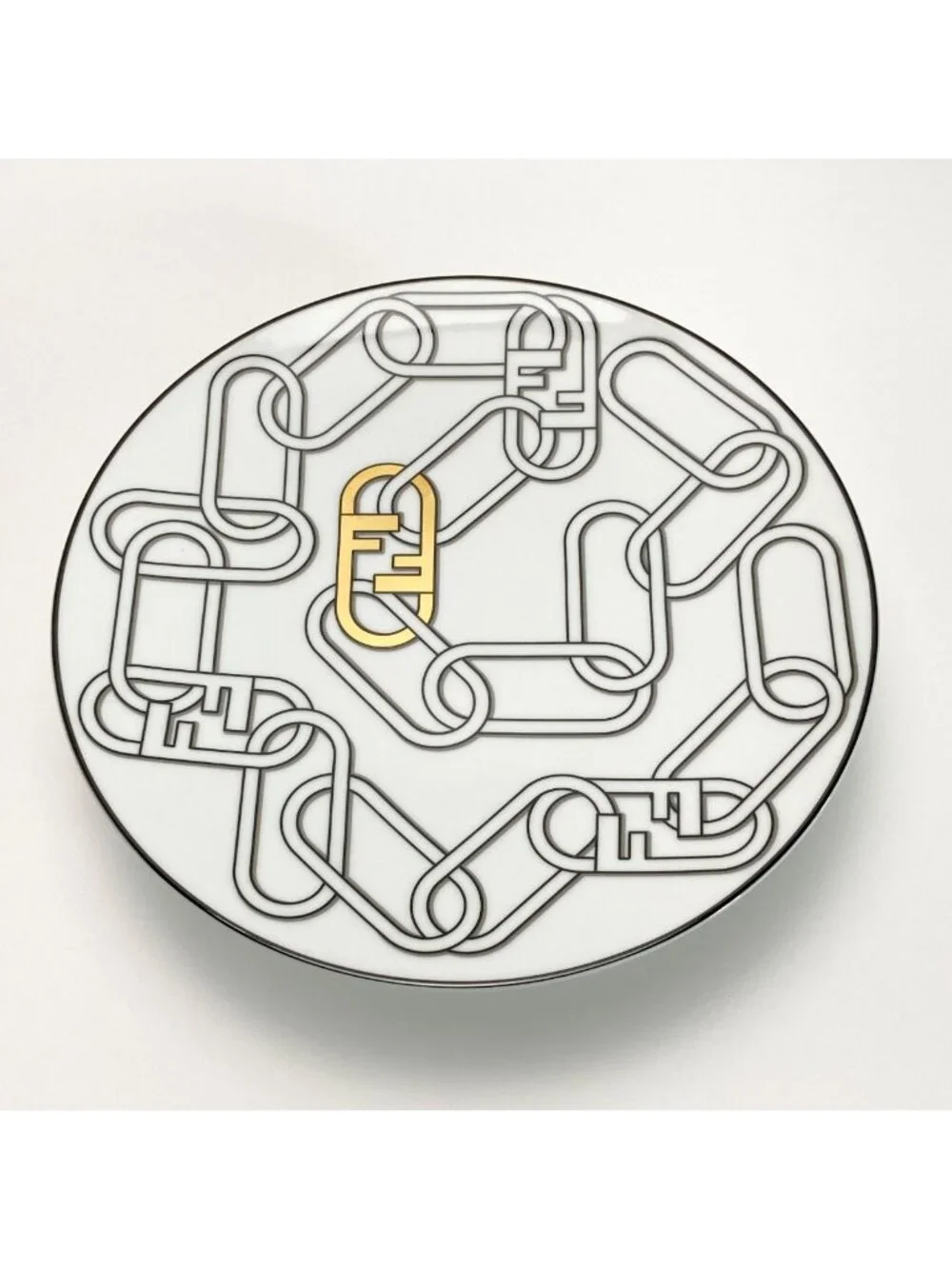 Fendi O'Lock Logo Cake Stand Plate Tableware Collection Porcelain